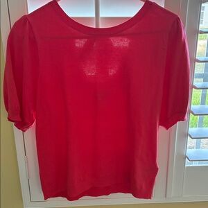 J. Crew Factory Short Puff Sleeve Crewneck Top in Red